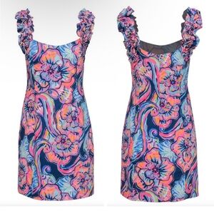 Lilly Pulitzer Devina Stretch Dress Nauti Navy Boho Bateau